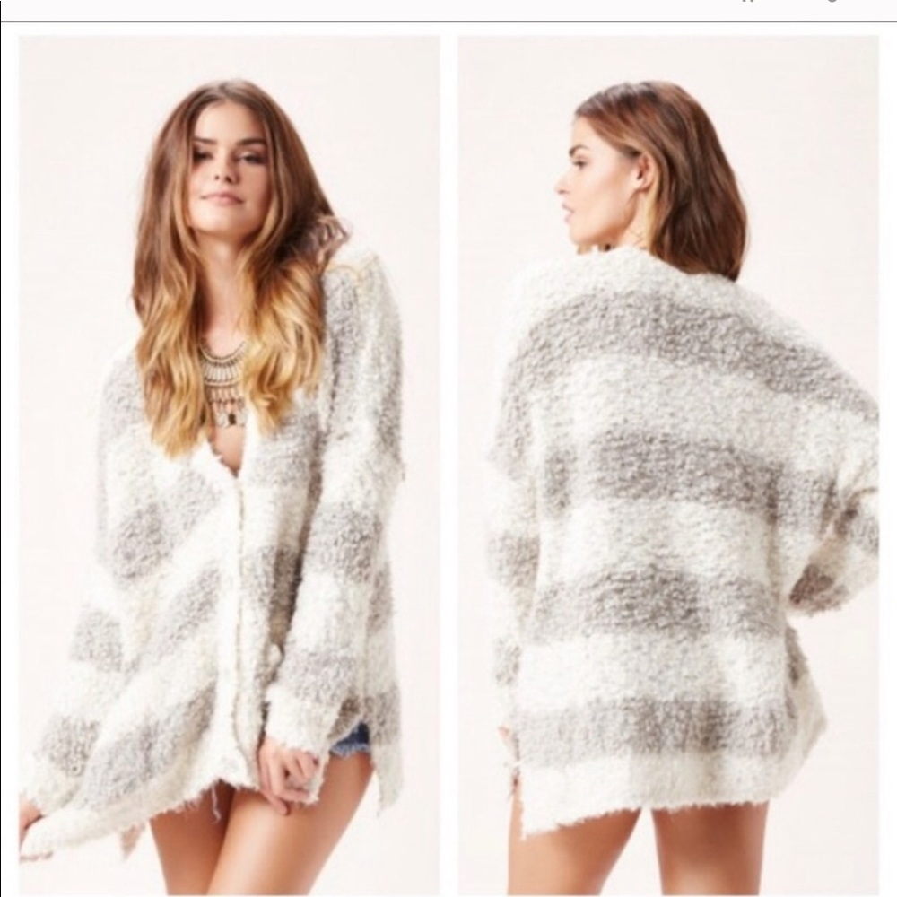 Free People Marshmallow Fuzzy Boyfriend Cardigan